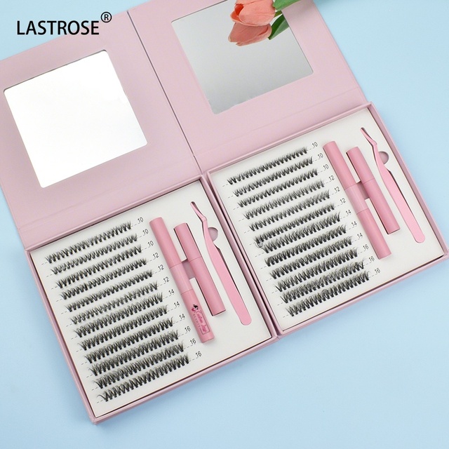 Press on Lash Cluster Pre-glued Lashes Wholesale Lash Extensions Kit Diy Wholesale Fluffy Faux Mink Private Label Segment