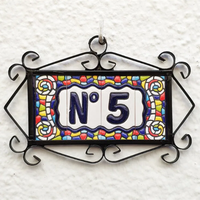 Carreaux de céramique peints à la main, 3.5x7.5cm, lettres et chiffres émaillés personnalisés, carreaux de décoration murale