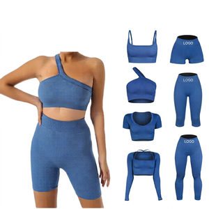 Conjunto de Yoga para Mujer Talla Grande, Ropa Deportiva Personalizada, Sujetador Deportivo Reversible sin Costuras, Leggings, 2 Piezas para Gimnasio y Entrenamiento - Product Image 1