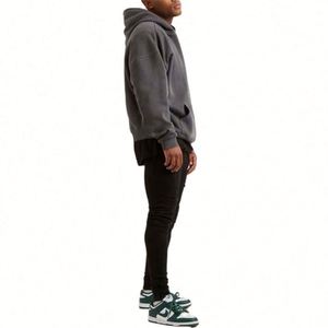 Vente en gros de sweats à capuche de luxe personnalisés pour hommes, surdimensionnés, en coton 100% 500 g/m², en molleton français, sans cordon - Product Image 3