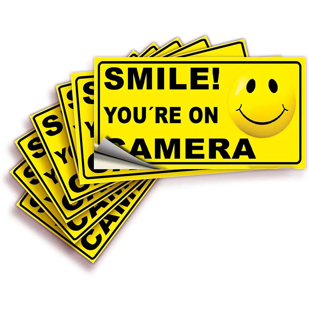Самоклеящиеся виниловые наклейки Smile You is On Camera Signs, наклейки премиум-класса, устойчивые к влаге и выцветанию, для помещений и улицы