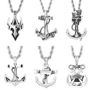 Statement Pirate <b>Necklace</b> Stainless Steel skipper Ship's Anchor <b>Necklaces</b> for Men - Product Image 2