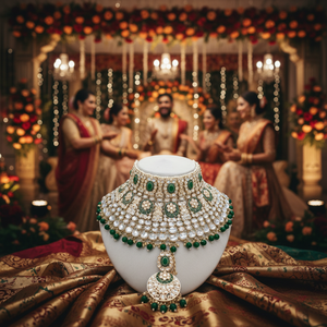 <b>Indian</b> Traditional High Quality Ethnic Gold Plated Copper Zircon Necklace Earring Sets Trendy Women Girls Wedding Party - Product Image 3