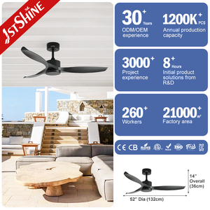 Ventilateur de plafond 1stshine pour extérieur, IP65, étanche, pales en ABS noires, avec télécommande - Product Image 3