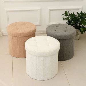 Otomana Plegable Pequeña de Felpa para Almacenamiento, Reposapiés para Sala de Estar o Dormitorio - Product Image 3