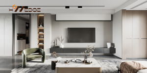 מודרני סלון אגוז סלון עץ טלוויזיה לעמוד ארון עם מגירה מתכווננת הוביל קונסולת מדיה עבור ריהוט הבית - Product Image 2