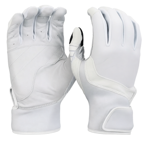 Guantes de Bateo de Cuero Blanco con Soporte Acolchado para la Muñeca, Cierre Transpirable de Velcro, Unisex, para Adultos, Entrenamiento, Ambidiestros - Product Image 1