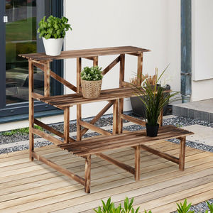 Estante <span class=keywords><strong>de</strong></span> <span class=keywords><strong>madera</strong></span> <span class=keywords><strong>de</strong></span> 3 niveles para macetas y flores, <span class=keywords><strong>escalera</strong></span> <span class=keywords><strong>de</strong></span> exhibición para jardín - Product Image 2