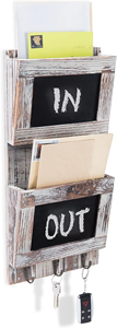Organisateur de courrier mural <span class=keywords><strong>en</strong></span> bois rustique avec <span class=keywords><strong>tableau</strong></span> noir et porte-clés, fabricant OEM, porte-courrier à 2 compartiments avec <span class=keywords><strong>crochet</strong></span> <span class=keywords><strong>pour</strong></span> clés - Product Image 3