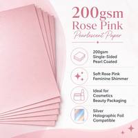 Papier nacré rose 200 g/m², couché, simple face, effet métallique scintillant, pour emballage de boîtes cadeaux cosmétiques et de produits de beauté, en rouleau.