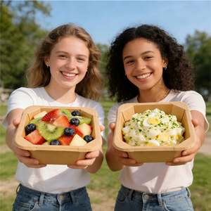 Boîtes alimentaires octogonales jetables en papier kraft XM XIEFA avec couvercles en plastique, auto-établies, pour repas - Product Image 4