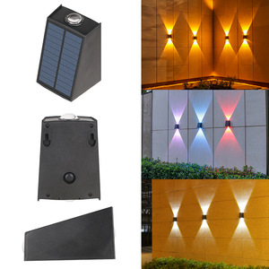 Nueva lámpara <span class=keywords><strong>de</strong></span> pared solar para exteriores arriba y abajo, <span class=keywords><strong>luz</strong></span> <span class=keywords><strong>de</strong></span> pared Solar RGB para Villa impermeable montada en la pared <span class=keywords><strong>Exterior</strong></span> - Product Image 1