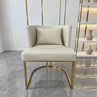 Chaise de salon de manucure moderne en cuir blanc crème avec métal doré pour les clients en attente et les techniciens Chaise de bureau élégante