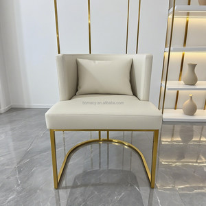 Silla Moderna de Cuero Blanco Crema <span class=keywords><strong>para</strong></span> Salón de Uñas con Detalles en Metal Dorado, <span class=keywords><strong>para</strong></span> Espera de Clientes y Uso del Técnico, Elegante Silla de <span class=keywords><strong>Oficina</strong></span> - Product Image 4