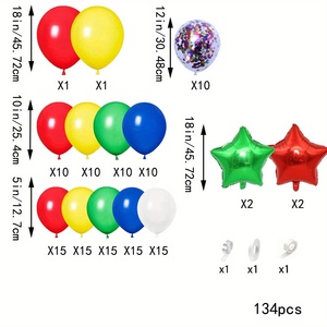 Nouvel ensemble de ballons en latex colorés rouge, jaune, bleu, vert, arche de ballons, guirlande de ballons avec ballon étoile en feuille d'aluminium <span class=keywords><strong>pour</strong></span> fête d'<span class=keywords><strong>anniversaire</strong></span>, fête de remise de diplôme - Product Image 3