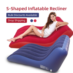 Inflatable <strong>Sofa</strong> <strong>Air</strong> Chair Flocked <strong>Lounge</strong> Couch <strong>Bed</strong> Bean Bag Modern Design PVC for Travel Camping Hiking Backpacking Indoor - Product Image 1