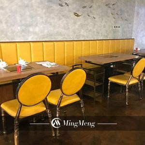 Vente en gros d'ensemble de restaurant sièges de stands pour hot pot boutique dossier haut table et chaises de restaurant en bois et cuir meubles de restaurant - Product Image 3