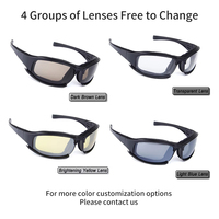 Lunettes de sport tactiques avec verres PC interchangeables, sangle réglable et étui pour le cyclisme et la randonnée