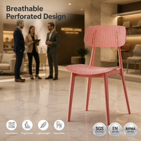 Chaise de salle à manger en plastique moulé perforé TomSawyer, design à grille de points, finition mate ergonomique, pour la maison, les restaurants, vente en gros