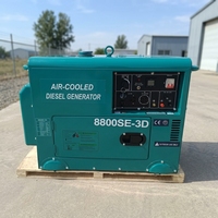 Générateur diesel silencieux à économie d'énergie 6KW, refroidi par air, 50/60Hz, 3000 tr/min, alternateur 100% cuivre, efficacité 99% pour la maison
