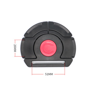 Hebilla de seguridad de cinco puntos para cochecito de bebé, cuerpo recto grande de plástico, A261, negro, rojo, 26mm x 51mm - Product Image 3