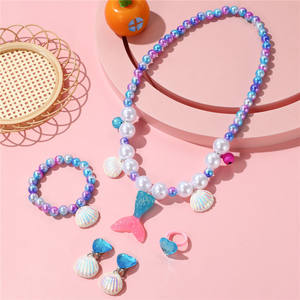 मत्स्यांगना हार डिय मोती बच्चों के लिए सुंदर मर्मेड राजकुमारी हार का सामान - Product Image 4