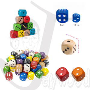 Dados poliédricos de madera de colores personalizados, cuadrados de 6 lados para entretenimiento para fiestas, familias, componentes de juego de tablero de <span class=keywords><strong>ajedrez</strong></span> Natural - Product Image 4