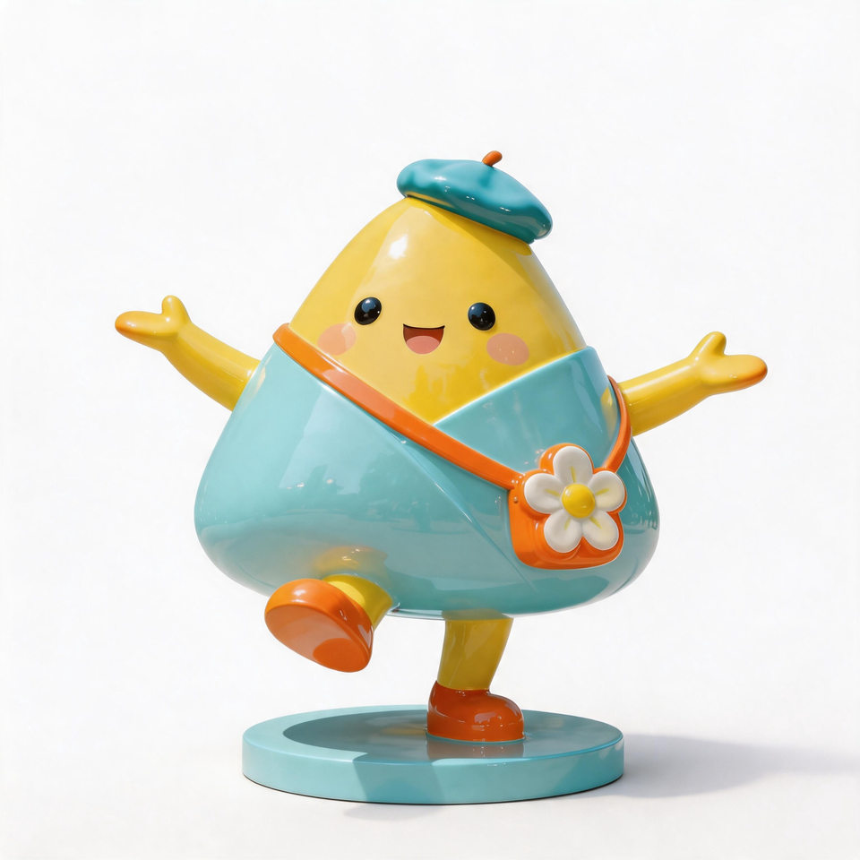 Kawaii Dancing Zongzi Sculpture, Colorful Fiberglass Mascot Statue for ...