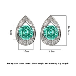 Fashion Eco-friendly Copper 10*10mm Colorful Zircon Teardrop Polished Gold Plated <b>Stud</b> <b>Earrings</b> <b>Set</b> for Daily Wear and Office - Product Image 2