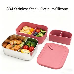 Boîte à lunch rectangulaire en acier inoxydable sans BPA, avec compartiments amovibles en silicone, capacité 1200 ml, design moderne. - Product Image 2
