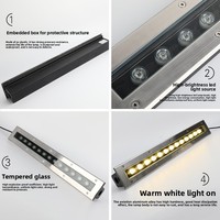Lampe LED encastrée longue bande 15W-48W, étanche et anti-poussière, pour jardin, allée, aménagement paysager, allée de voiture, pelouse, éclairage extérieur souterrain