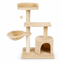 Arbre à chat compact en gros avec poteaux à gratter en corde de sisal, niche ronde pour chat, panier en peluche et plateformes d'escalade OEM