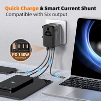 Adaptateur de chargeur rapide Worldplug 140W GaN taille compacte adaptateur de prise électrique de voyage universel pour une utilisation internationale