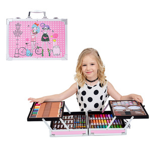 Vente chaude 145 pièces pinceau et crayon ensemble aquarelle stylo ensemble avec boîte en aluminium pour enfants peinture et dessin Top Art fournitures - Product Image 1
