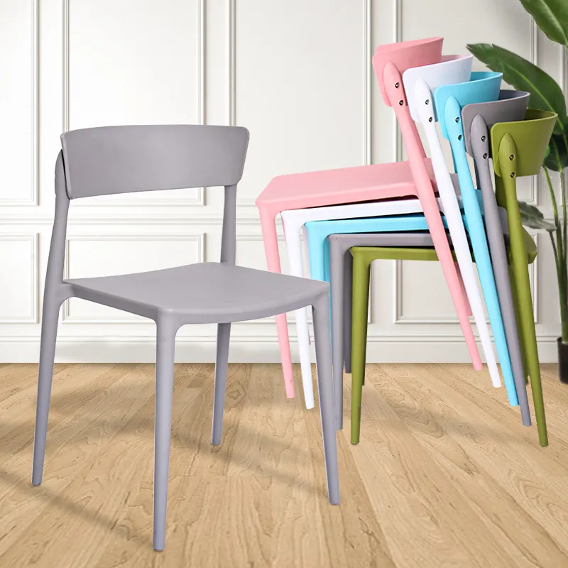 Chaises de salle à manger en plastique empilables, chaise de jardin moderne pour Restaurant et café en plein air
