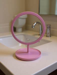 Round Desktop Makeup <b>Mirror</b> <b>Plastic</b> Frame Single Side Beauty Tool - Product Image 2