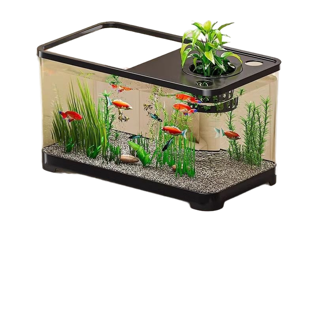 Best Seller Small Luxury Plastic Durable Desktop Aquarium with Transparent Lid Eco-Friendly Automatic Tank for Goldfish Turtle