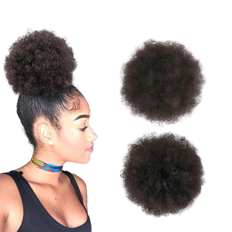 Afro Puff Trekkoord Paardenstaart Verlenging Voor Zwarte Vrouwen Synthetische Korte Kinky Curly Pony Tail Clip In Op Haarknot Haarstukjes