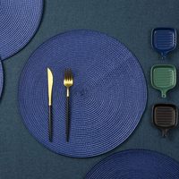 Napperons classiques bleus TUOTU en PP tissé antidérapants, résistants à la chaleur, imperméables, nettoyables, écologiques et anti-taches