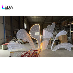 LEDA New White Metal <b>Backdrop</b> Arch Led Lighted up Flower Shape Stage Arch Event <b>Backdrop</b> Decoration - Product Image 4