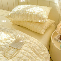 Ensemble de draps ajustés en dentelle française de haute qualité, 4 pièces, 100% polyester, certifié OEKO-TEX, 300TC, sans plis, personnalisé