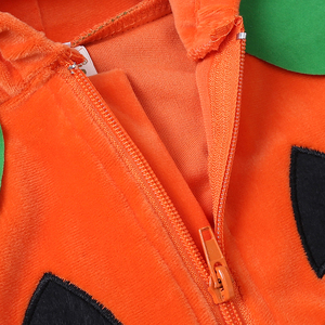 Vêtements pour bébés nouveau-nés, combinaison à thème citrouille orange, sans manches, à capuche avec accents de feuilles, vêtements pour nouveau-nés, festival d'automne - Product Image 5