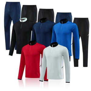 Survêtement de football pour homme, veste zippée à manches longues, pantalon de jogging, évacuation de l'humidité, respirant, séchage rapide, couleur unie, toutes saisons - Product Image 1