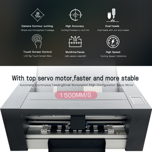 Máquina de corte de etiquetas de doble cabezal HG370D con hendido y corte de contorno por cámara, alimentación automática de 350 mm, hendido de corte parcial y completo en una pasada - Product Image 3