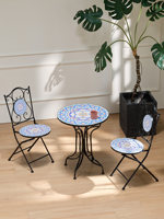 Ensemble table et chaises pliantes en fer forgé pour la décoration de la cour et du balcon