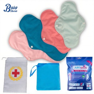 Serviettes hygiéniques en tissu de coton réutilisables pour femmes, 100 % coton, roses, avec sac – Vente en gros à prix abordable - Product Image 6