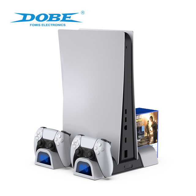 DOBE OEM Multifunction Cooling Stand Charging Station Game Disc Box Vertical Stand for PS5 Game Accessories