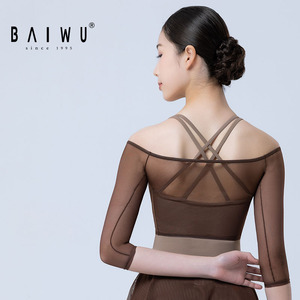 Haut en maille à col bateau Baiwu, nouvelle collection 2026, pour <span class=keywords><strong>femme</strong></span>, manches trois-quarts, cache-maillot de ballet, vêtement d'extérieur de ballet 126119005 - Product Image 2