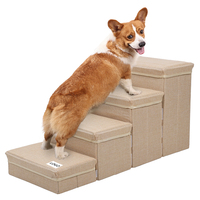 Rampe pliable en mousse pour animaux de compagnie, imprimé de luxe, 2/3/4/5 marches, escalier pour chiens pour lits et canapés hauts, accessoires pour chiens