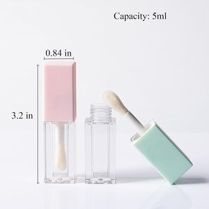 Private Label Custom Square Luxury Lip Gloss <b>Tube</b> <b>Plastic</b> Cosmetic Packaging 5ml Capacity Screw Cap Lip Oil <b>Tubes</b> - Product Image 3